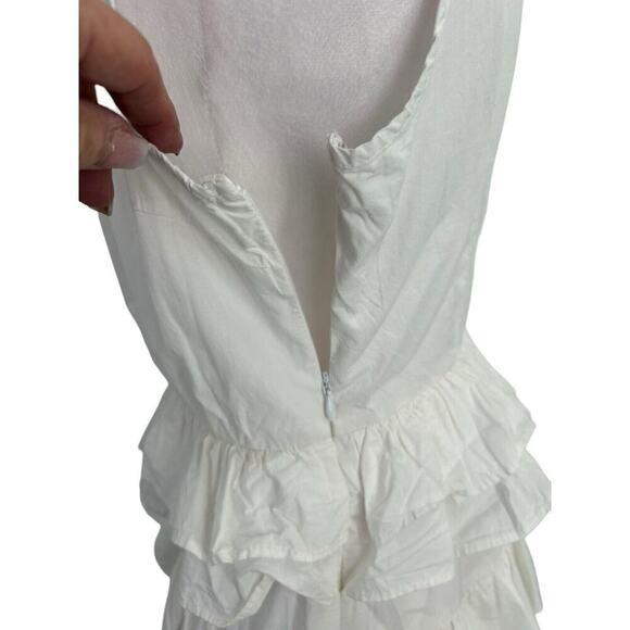 Anthropologie Midi Dress Women White Shoulder Tiered Cotton Size 6 - Picture 7 of 16